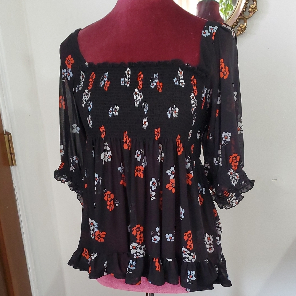 Free People Sheer Belly Top Size L
